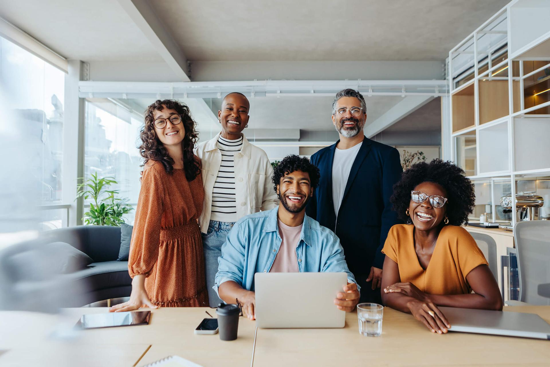 Smiling team members in the office